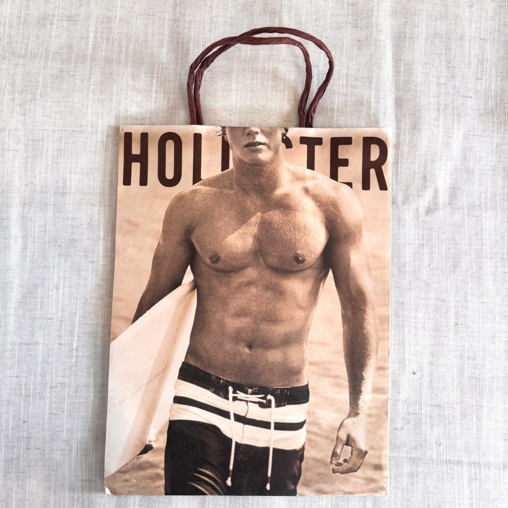 Y2K Vintage Hollister Co Paper Shopping Bag Shirtless Surfer Model Mid 2000s - Picture 2 of 4
